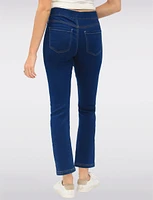 Slim Fit Pull-Up Cotton Stretch Dark Wash Denim Pants with Pockets by Erika