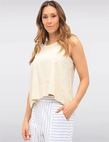 Elegant Linen Blend Sleeveless Top with Button-Back Details by Julia Paradis
