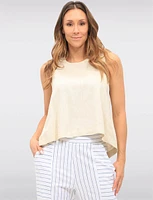 Elegant Linen Blend Sleeveless Top with Button-Back Details by Julia Paradis