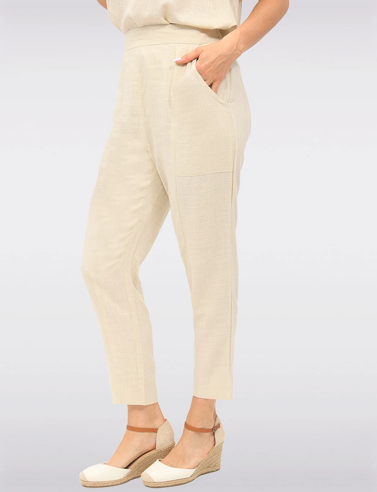 Chic Relaxed-Fit Pull-On Linen-Blend Barrel Pants with Pockets by Julia Paradis