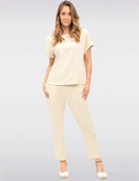 Chic Relaxed-Fit Pull-On Linen-Blend Barrel Pants with Pockets by Julia Paradis