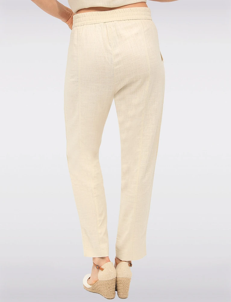 Chic Relaxed-Fit Pull-On Linen-Blend Barrel Pants with Pockets by Julia Paradis