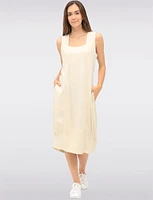 Sleeveless Square Neck Long Balloon Skirt Dress with Pockets by Julia Paradis