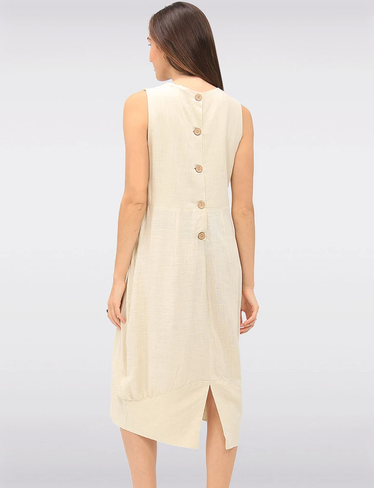 Sleeveless Square Neck Long Balloon Skirt Dress with Pockets by Julia Paradis