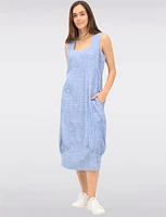 Sleeveless Square Neck Long Balloon Skirt Dress with Pockets by Julia Paradis