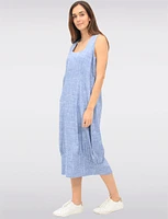 Sleeveless Square Neck Long Balloon Skirt Dress with Pockets by Julia Paradis