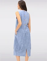 Sleeveless Square Neck Long Balloon Skirt Dress with Pockets by Julia Paradis