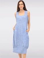 Sleeveless Square Neck Long Balloon Skirt Dress with Pockets by Julia Paradis