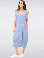 Sleeveless Square Neck Long Balloon Skirt Dress with Pockets by Julia Paradis