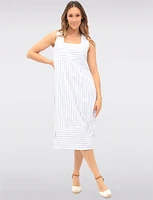 Sleeveless Striped Square Neck Dress with Pockets & Back Slit by Julia Paradis