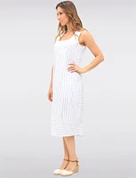 Sleeveless Striped Square Neck Dress with Pockets & Back Slit by Julia Paradis