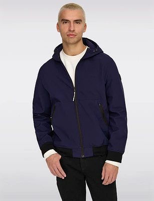 Men's Lightweight Weather-Resistant Hooded Softshell Bomber Jacket by Only