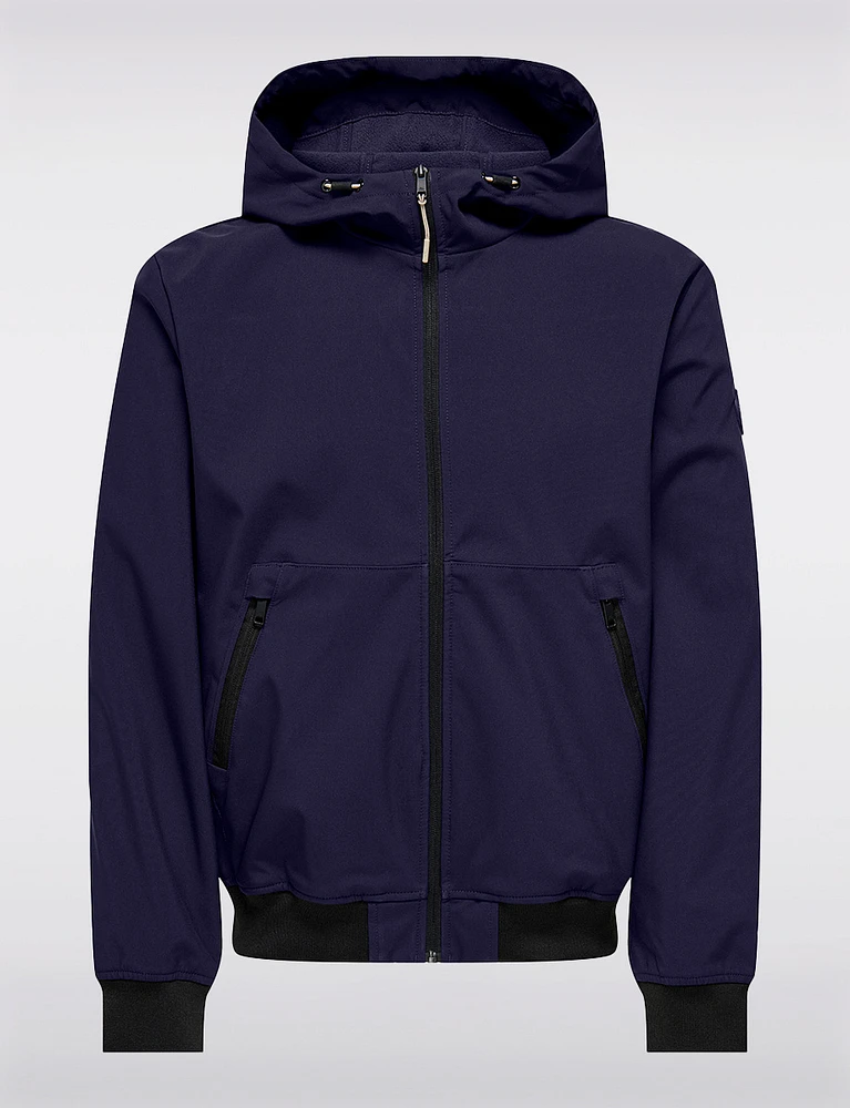 Men's Lightweight Weather-Resistant Hooded Softshell Bomber Jacket by Only