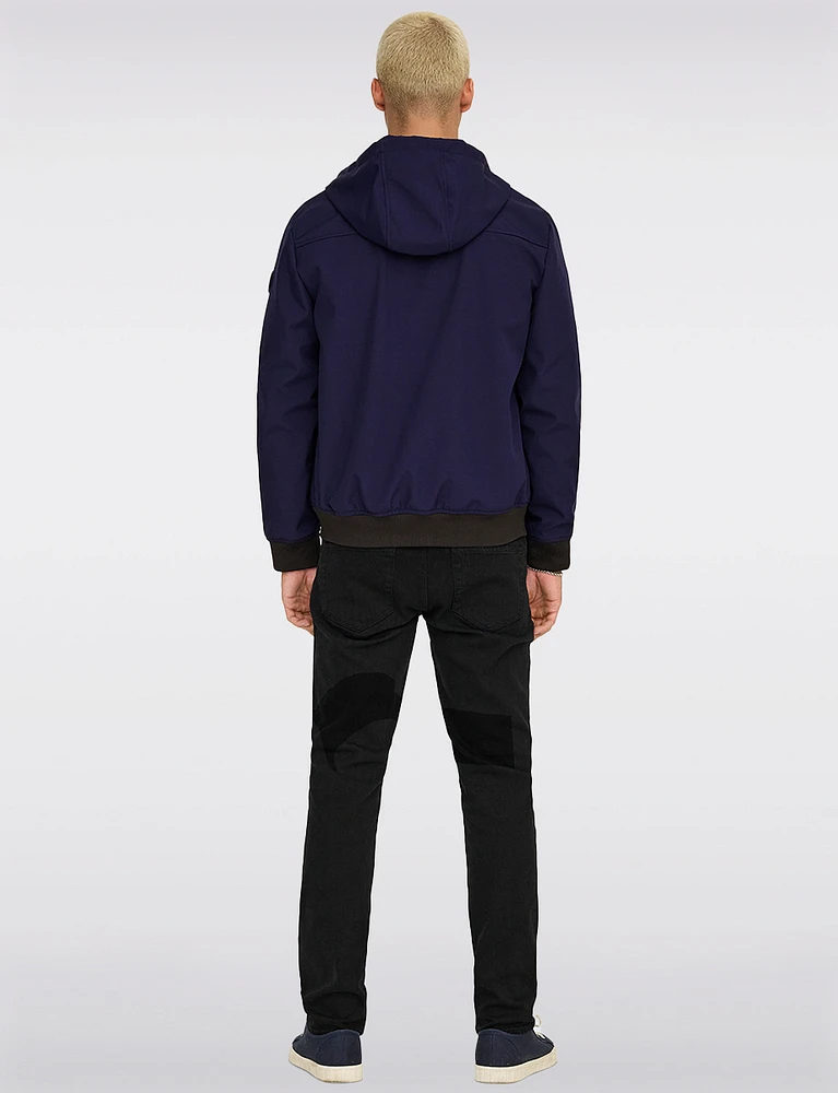 Men's Lightweight Weather-Resistant Hooded Softshell Bomber Jacket by Only