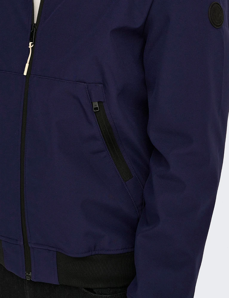 Men's Lightweight Weather-Resistant Hooded Softshell Bomber Jacket by Only