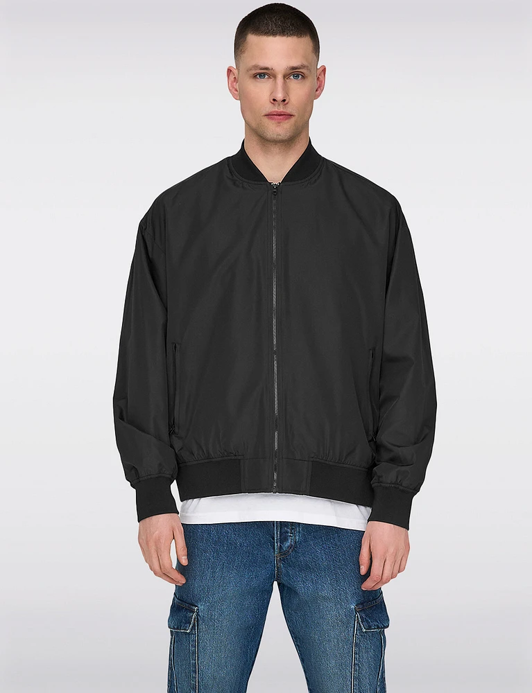 Men's Lightweight Active Weather-Resistant Bomber Jacket by Only