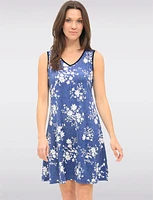 Elegant Flowy Printed Sleeveless V-Neck A-Line Dress by Amani Couture