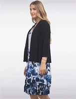 Versatile Draped Front Solid Three-Quarter Sleeves Cardigan by Amani Couture