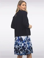 Versatile Draped Front Solid Three-Quarter Sleeves Cardigan by Amani Couture