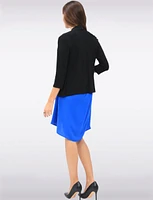 Versatile Draped Front Solid Three-Quarter Sleeves Cardigan by Amani Couture