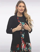 Versatile Draped Front Solid Three-Quarter Sleeves Cardigan by Amani Couture