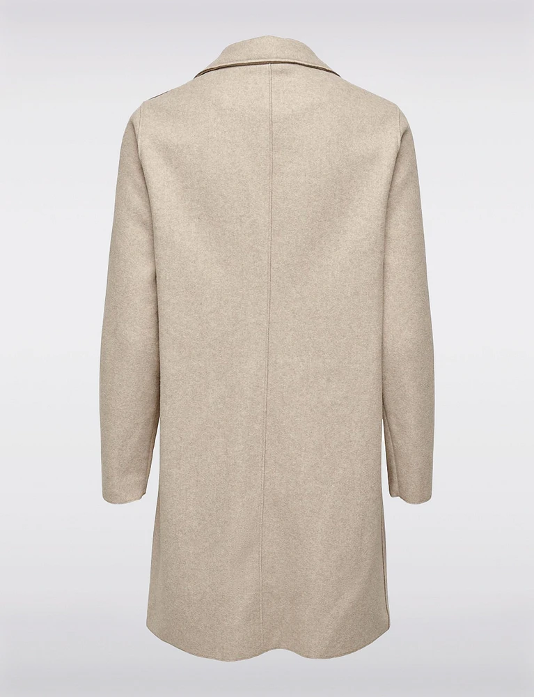 Single-Breasted Notch Collar Raw Cut Edge Coat by Only