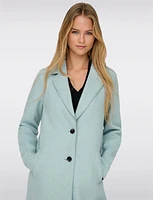 Single-Breasted Notch Collar Raw Cut Edge Coat by Only