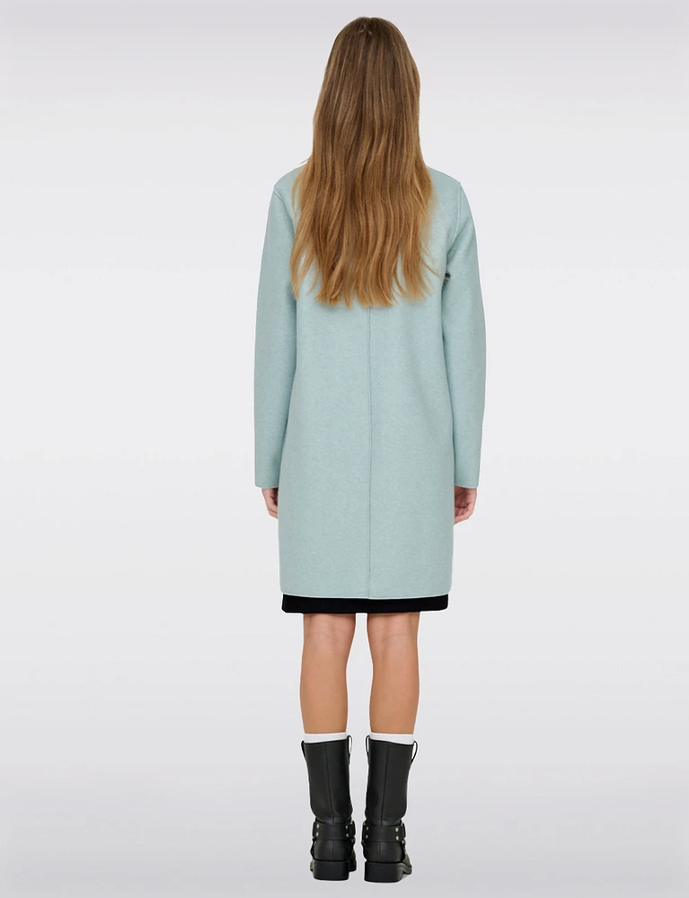 Single-Breasted Notch Collar Raw Cut Edge Coat by Only