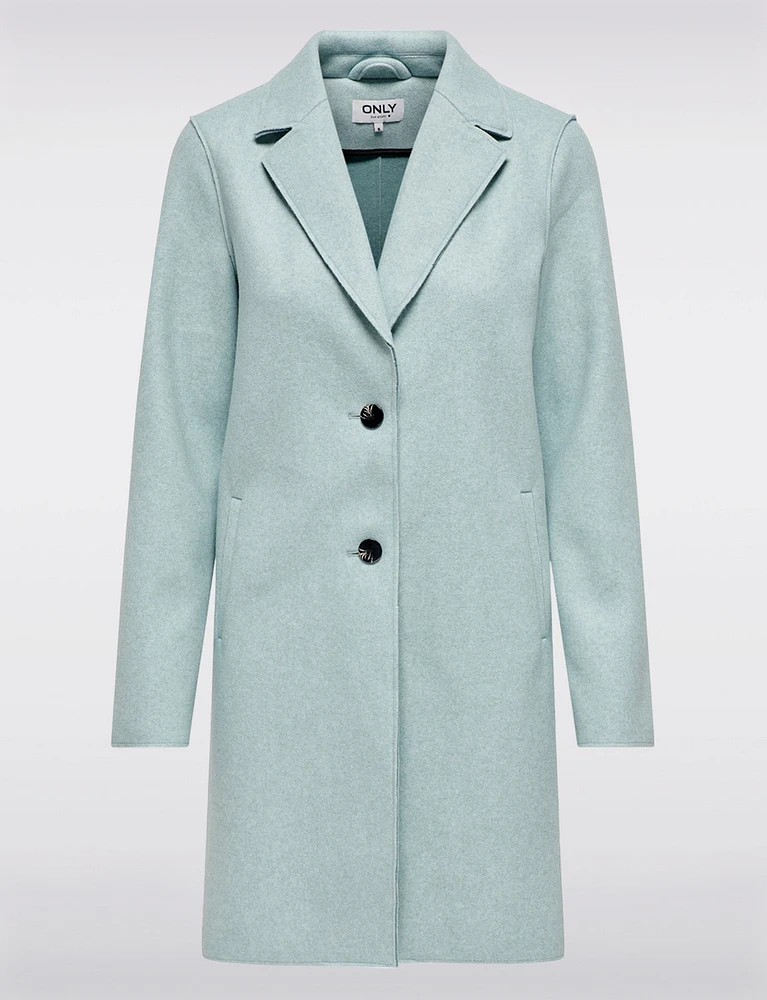 Single-Breasted Notch Collar Raw Cut Edge Coat by Only