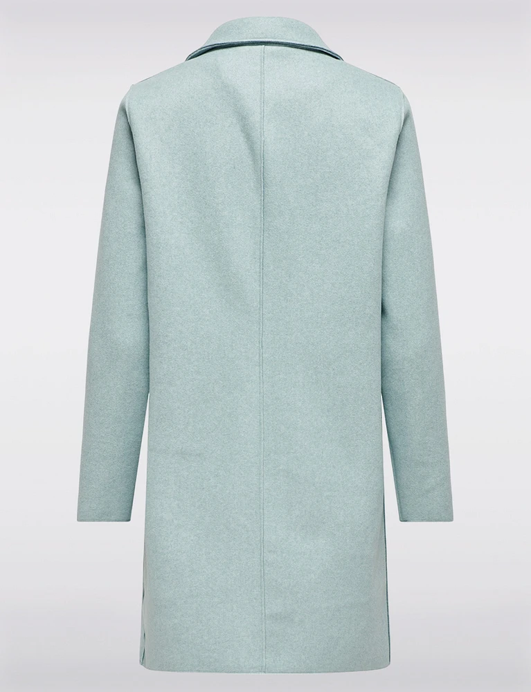 Single-Breasted Notch Collar Raw Cut Edge Coat by Only