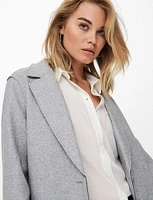 Single-Breasted Notch Collar Raw Cut Edge Coat by Only