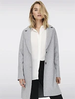 Single-Breasted Notch Collar Raw Cut Edge Coat by Only