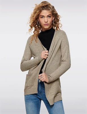 Luxuriously Ultra-Soft Knit Cardigan With Open-Front Draped Silhouette by Only