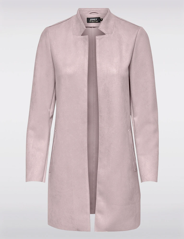 Stretch Luxurious Vegan Ultra-Soft Suede Long Coatigan by Only