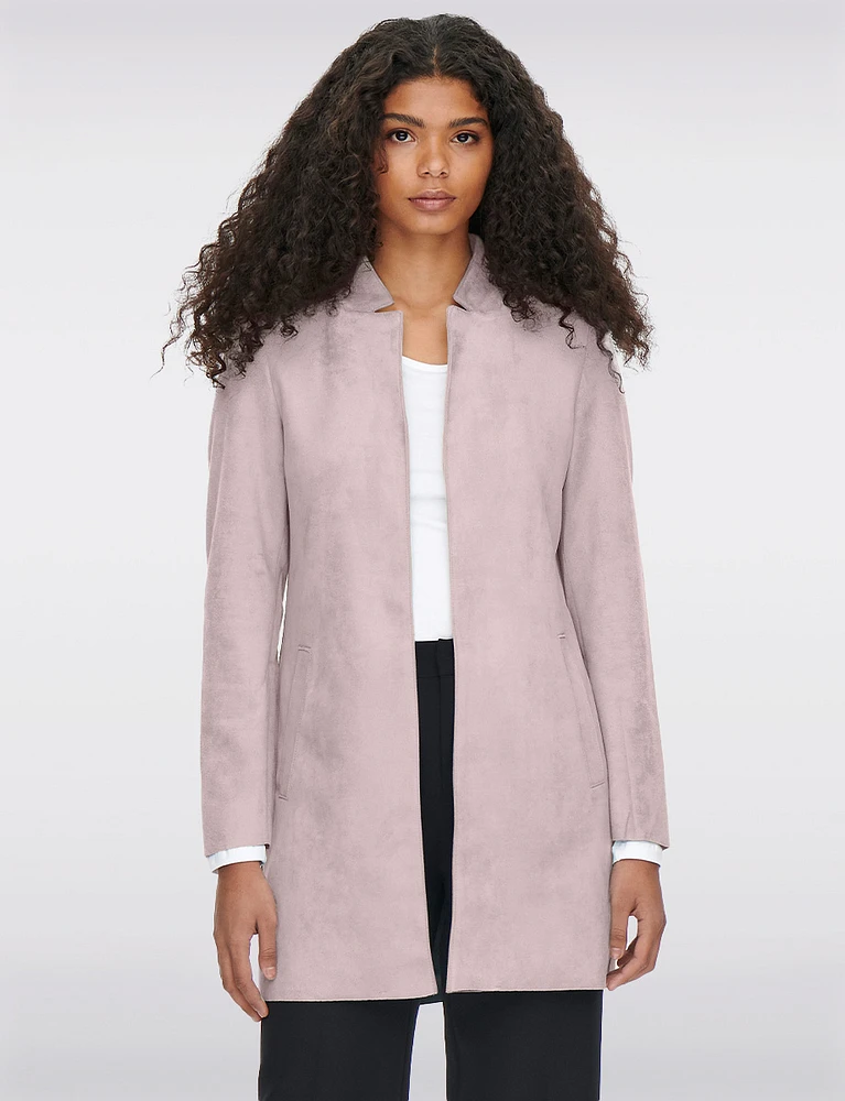 Stretch Luxurious Vegan Ultra-Soft Suede Long Coatigan by Only