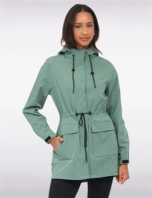 Versatile Vegan Hooded Adjustable Fit Water-resistant Softshell Anorak by Saki