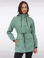 Versatile Vegan Hooded Adjustable Fit Water-resistant Softshell Anorak by Saki