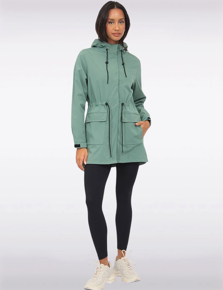 Versatile Vegan Hooded Adjustable Fit Water-resistant Softshell Anorak by Saki
