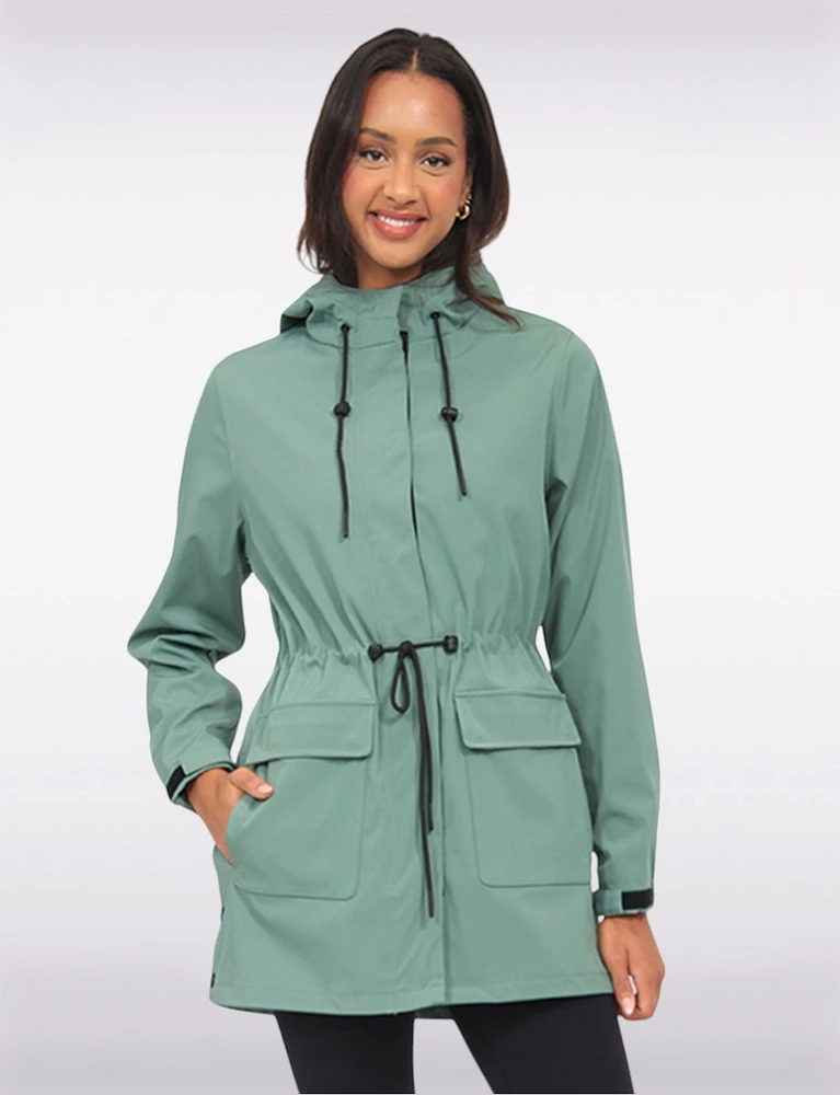 Versatile Vegan Hooded Adjustable Fit Water-resistant Softshell Anorak by Saki