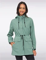 Versatile Vegan Hooded Adjustable Fit Water-resistant Softshell Anorak by Saki