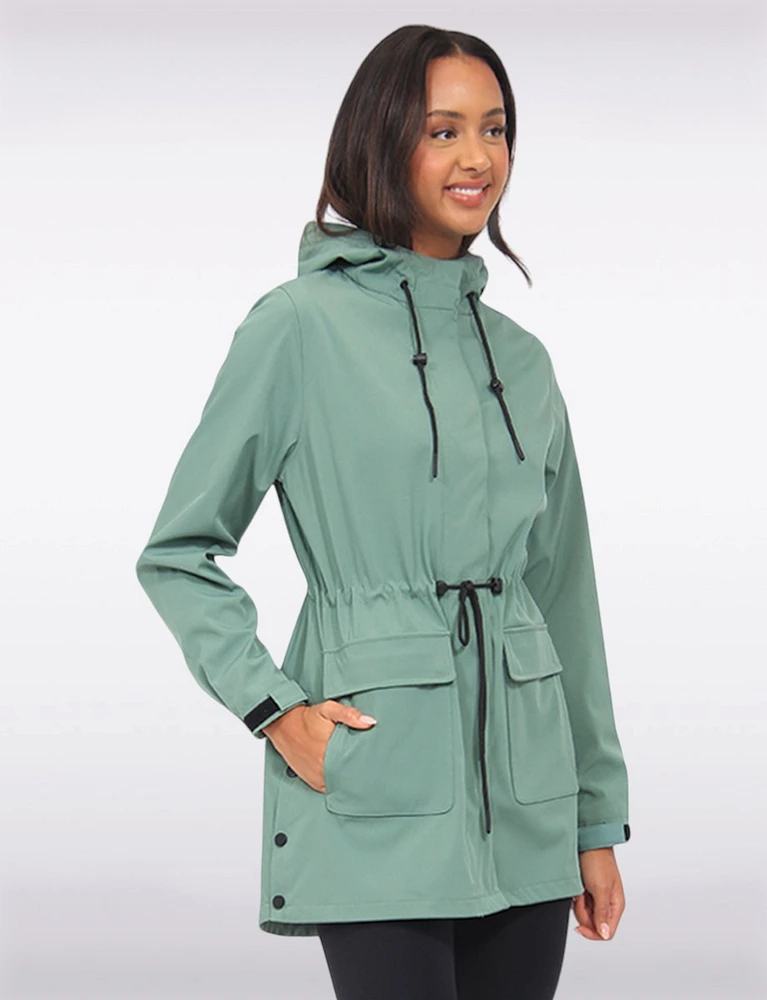 Versatile Vegan Hooded Adjustable Fit Water-resistant Softshell Anorak by Saki