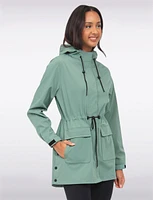 Versatile Vegan Hooded Adjustable Fit Water-resistant Softshell Anorak by Saki