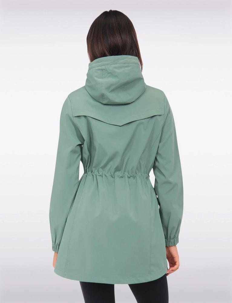 Versatile Vegan Hooded Adjustable Fit Water-resistant Softshell Anorak by Saki