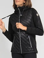 Julia Polyloft Hybrid Knit Sleeve Hooded Quilted Puffer by Saki Sport