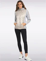 Julia Polyloft Hybrid Knit Sleeve Hooded Quilted Puffer by Saki Sport