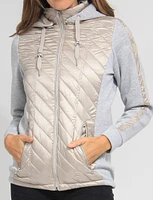 Julia Polyloft Hybrid Knit Sleeve Hooded Quilted Puffer by Saki Sport
