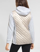 Julia Polyloft Hybrid Knit Sleeve Hooded Quilted Puffer by Saki Sport