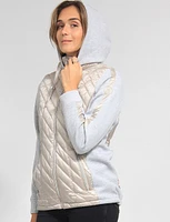 Julia Polyloft Hybrid Knit Sleeve Hooded Quilted Puffer by Saki Sport