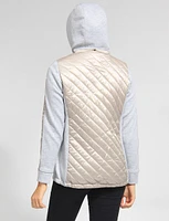 Julia Polyloft Hybrid Knit Sleeve Hooded Quilted Puffer by Saki Sport