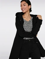 Straight Cut Hooded Zip Front Light Heathered Coat by Only